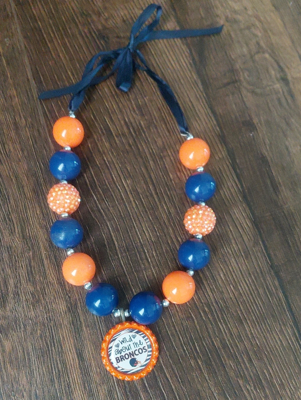 Denver Broncos Chunky Bead Necklace